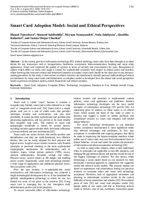 what are the ethical concerns with smart cards|Smart Card Adoption Model: Social and Ethical Perspectives.